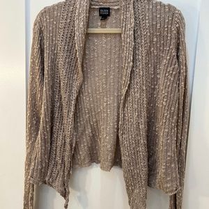 Eileen Fisher Cotton and Linen Open Cardigan Oatmeal Khaki Taupe Tan